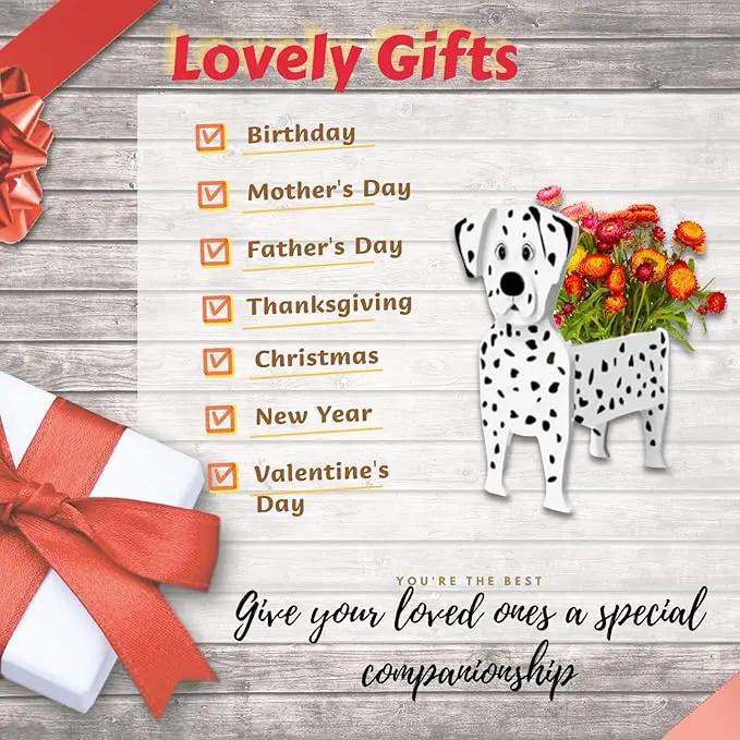 Dalmatian Dog Planter Plant Pots,Cute Garden Dog Flower Planter,Dog Planters Birthday Gifts for Women,Office,Indoor/Outdoor Decor（9.45 * 5.91 * 13.35in） by GreenHaven Gardens