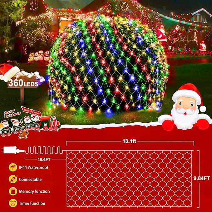 KNONEW Christmas Net Lights 360 LEDs 13ft x 9.8ft Outdoor Mesh Lights Connectable Waterproof 8 Modes & Timer Plug-in Net Fairy Lights for Bushes Garden Party Wedding Holiday,Multicolor by GreenHaven Gardens