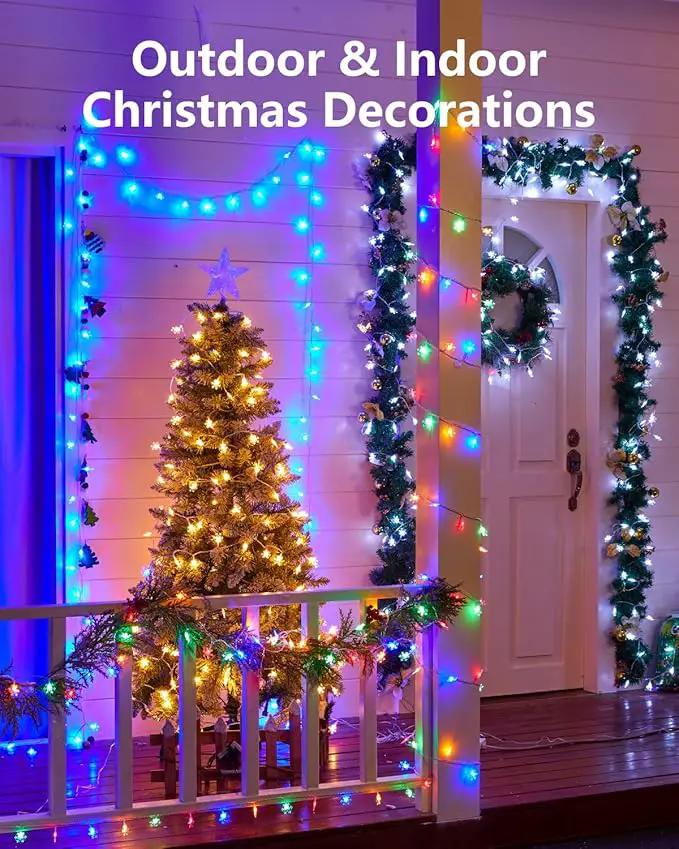 Brightown Solar Christmas Snowflake String Lights 100 LED 39 FT Outdoor Waterproof Fairy Lights with 8 Lighting Modes for Wedding, Party, Tree, Room, Garden, Patio, Yard, Home, Blue by GreenHaven Gardens