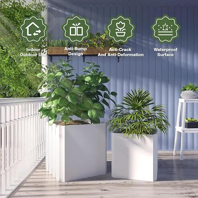 Steel Planter Box-26"x26"x26"-Large Square Planter Box-Outdoor Indoor-Cube Steel Planter Heavy Duty White Metal Planter Flower Pot Commercial Residential for Home Garden Porch Hotel Patio by GreenHaven Gardens