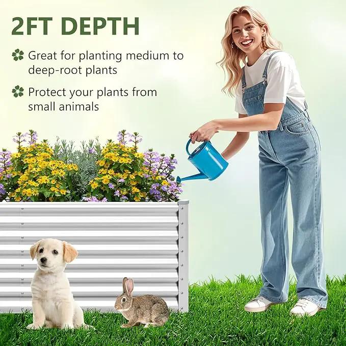 Giantex 6x3x2ft Raised Garden Bed, Large Metal Elevated Rectangular Planter Bed, 271 Gallon Capacity, Outdoor Planting Garden Box for Vegetable Flower Herb Grow (Silver) by GreenHaven Gardens