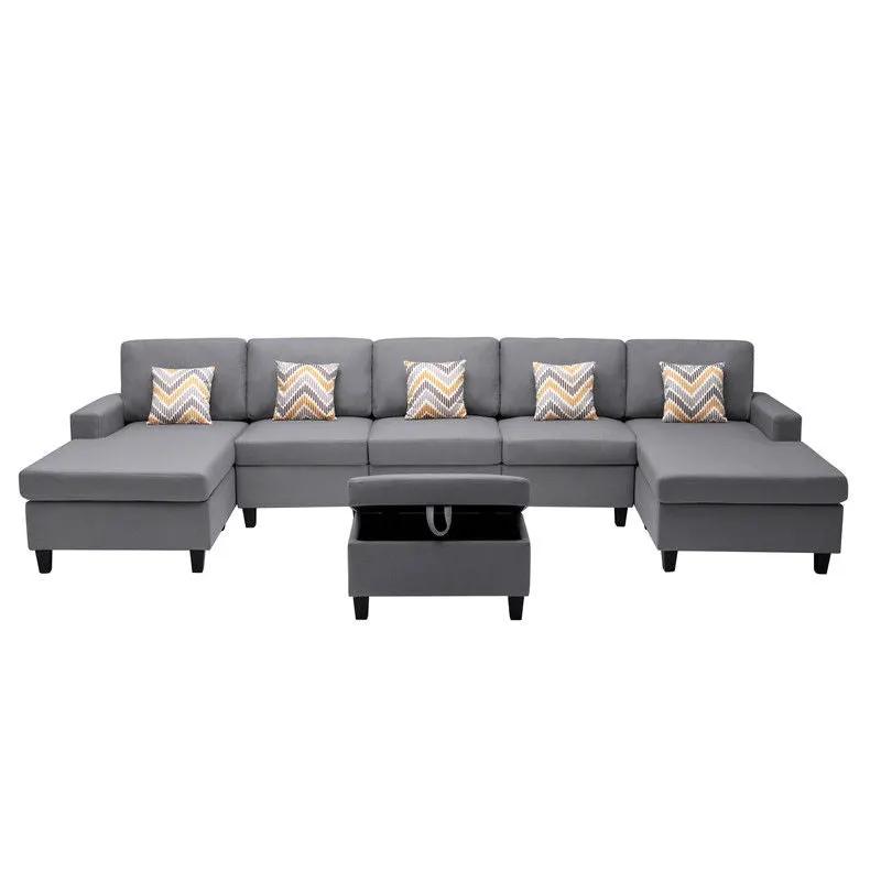 Nolan - Fabric 6 Piece Sectional Sofa With Pillows And Interchangeable Legs by HouseOfZazla