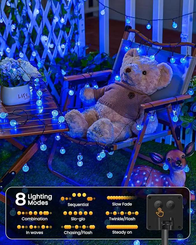 Brightown Solar String Lights Outdoor 60 Led 35.6 Feet Waterproof Solar Powered Patio Lights with 8 Lighting Modes for Garden Yard Porch Wedding Party Decor Halloween (Blue) by GreenHaven Gardens