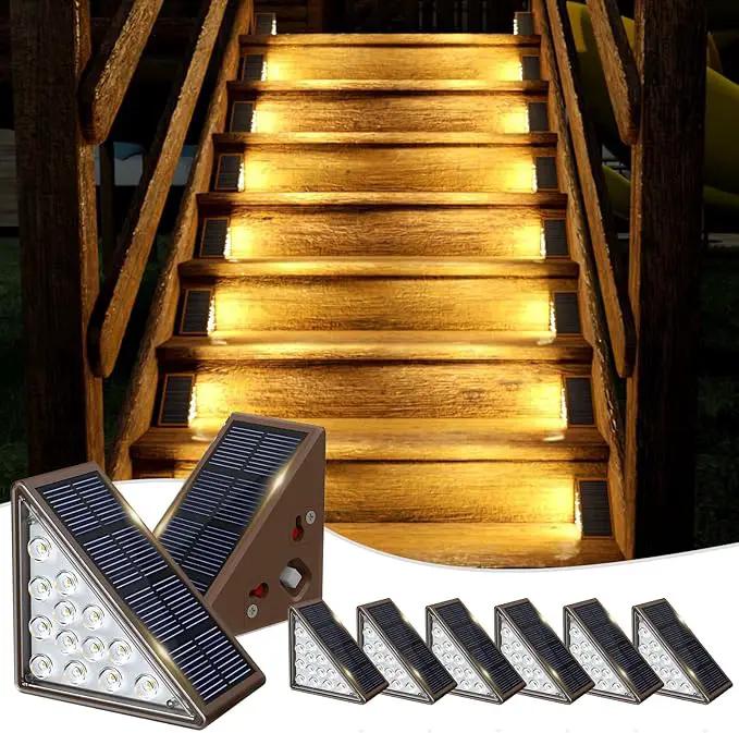 Solar Step Lights for Outside,8pack Solar Stair Lights Outdoor Waterproof IP67,Outdoor Deck Step Lights,Solar Outdoor Lights for Staircase,Patio,Front Step(Warm Brown) by GreenHaven Gardens