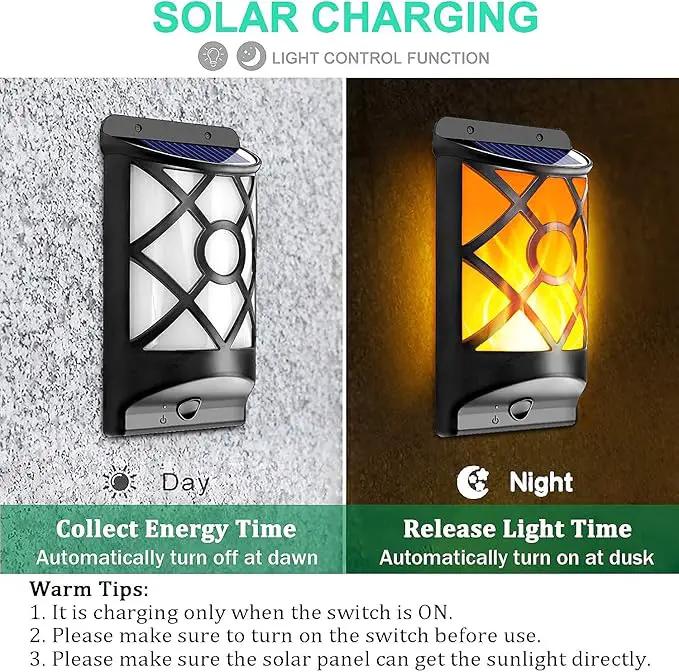 Solar Flame Lights Outdoor, Realistic 3D Flickering Flames with 66 Ultra-Bright LEDs - Waterproof Wall Mount Lanterns for Deck, Fence, Patio, Garden, Auto On/Off (4-Pack Value Set) by GreenHaven Gardens