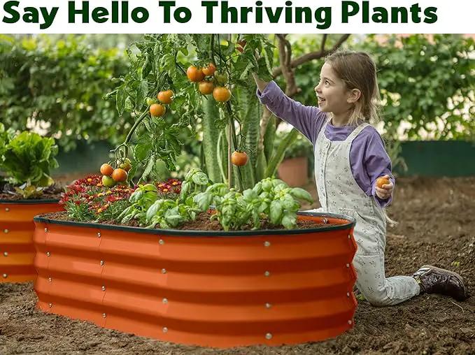 Galvanized Raised Garden Beds Outdoor // 4×2×1 ft (2-Pack) Planter Raised Beds for Gardening, Vegetables, Flowers (Orange) // Large Metal Garden Box by GreenHaven Gardens