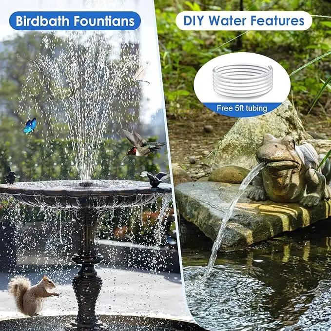 POPOSOAP Solar Fountain Pump for Bird Bath, 6.5W Solar Water Fountain Pump with Upgraded Dry-run Protection & Double-layer Nozzles 5Ft Tubing for Pond, Bird Bath, Backyard Water Feature by GreenHaven Gardens
