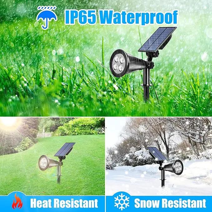 T-SUN Solar Spotlights, Waterproof Outdoor Solar Landscape Spot Lights Auto ON/Off Adjustable Solar Garden Lights LED Wall Lights for Patio, Driveway, Yard, Pool Area (White-2Pack) by GreenHaven Gardens
