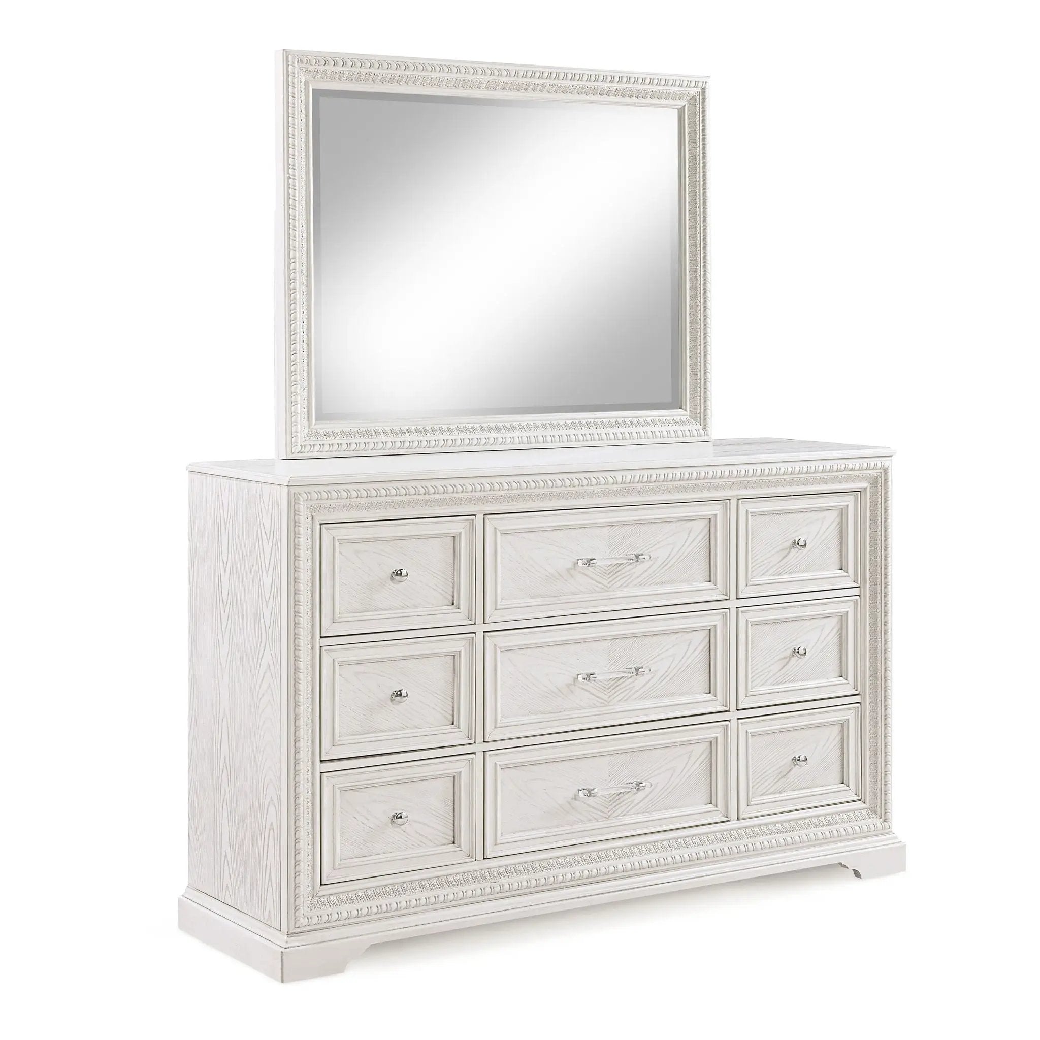 6 Drawer Storage Dresser Antique Wooden Bedroom Furniture - Antique White by HouseOfZazla