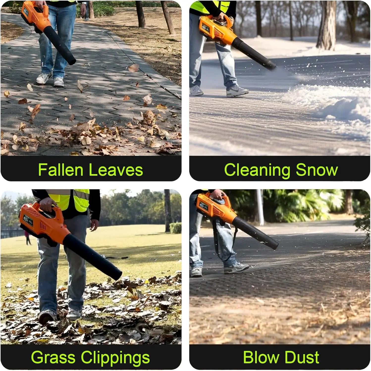 Leaf Blower Cordless with Battery - 40V Powerful Electric Leaf Blower, 600CFM &180MPH and Variable-Speed with 7.5Ah Battery and Charger for Lawn Care, Patio, Dust, Blowing Leaves (Orange) by GreenHaven Gardens