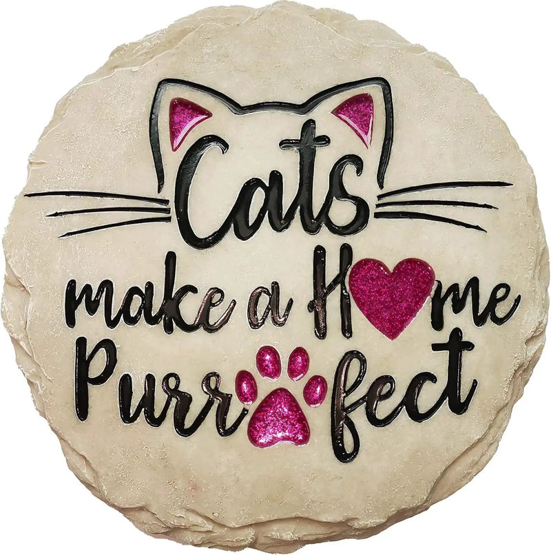 Spoontiques - Garden Décor - Cats Make a Home Purrfect Stepping Stone - Decorative Stone for Garden by GreenHaven Gardens