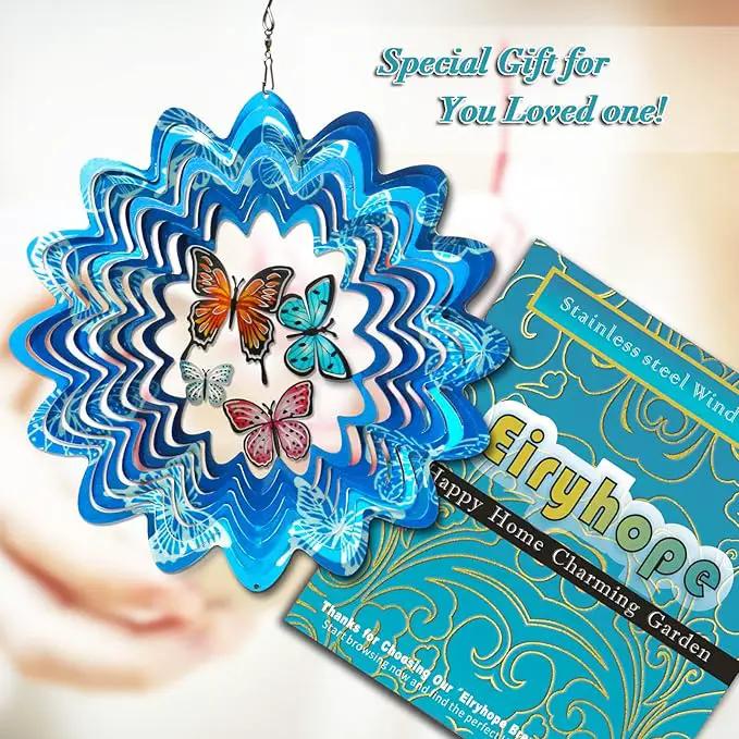 Butterfly Wind Spinner Outdoor, Wind Spinners for Yard and Garden, 3D Metal Butterfly Wind Catcher Decor Hanging Wind Sculpture Decoration, Butterfly Gift for Women Girl Mother Wife Grandma by GreenHaven Gardens