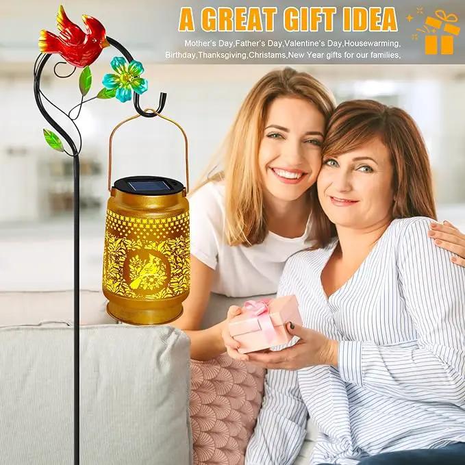 2 Pack Solar Lanterns Outdoor Waterproof,Cardinal Solar Lights Garden Decor Gifts for Mom Women Grandma Decoration Outside for Yard, Patio,Backyard,Porch by GreenHaven Gardens