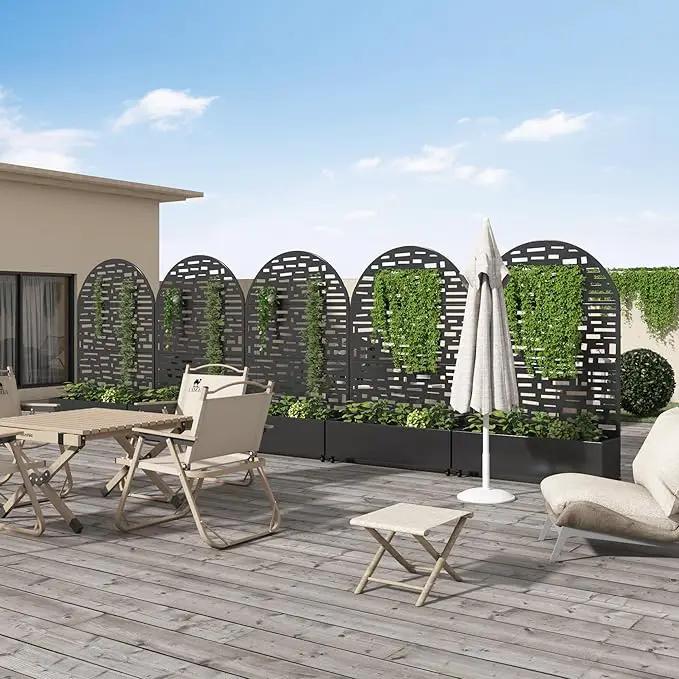 Casaphoria Metal Raised Garden Bed with Trellis and Wheels, 72"x47"x16" Arched Planter Box for Climbing Plants, Vegetables & Vines, Features Drainage Holes and Privacy Screen (Black-Gerald) by GreenHaven Gardens