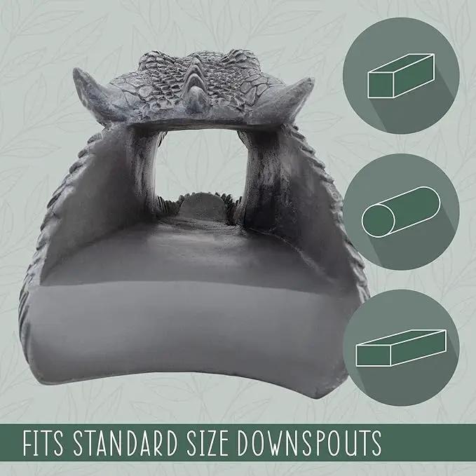 Dragon Garden Downspout Sculpture; Splash Block Anchor w/Ramp for Downspout Extension by GreenHaven Gardens