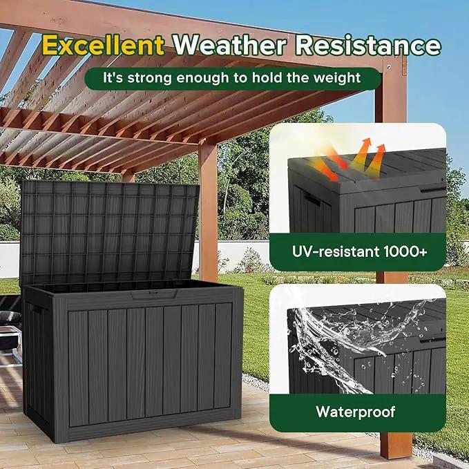 45 Gallon Outdoor Deck Box,Storage Lockable Waterproof Patio Furniture,Garden Tools,Cushions,Pool Accessories Outside Storage Resin Box(Black) by GreenHaven Gardens