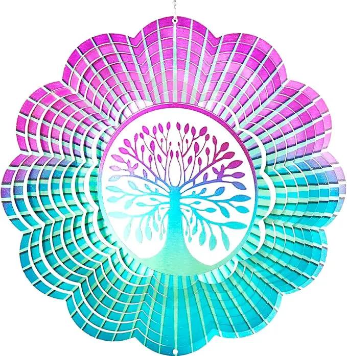 Decoroca Hanging Wind Spinner - Tree of Life 12in Wind Spinner Outdoor, Stainless Steel Wind Spinners Yard Garden Decor Indoor, Kinetic 3D Metal Crafts Ornaments Decoration by GreenHaven Gardens