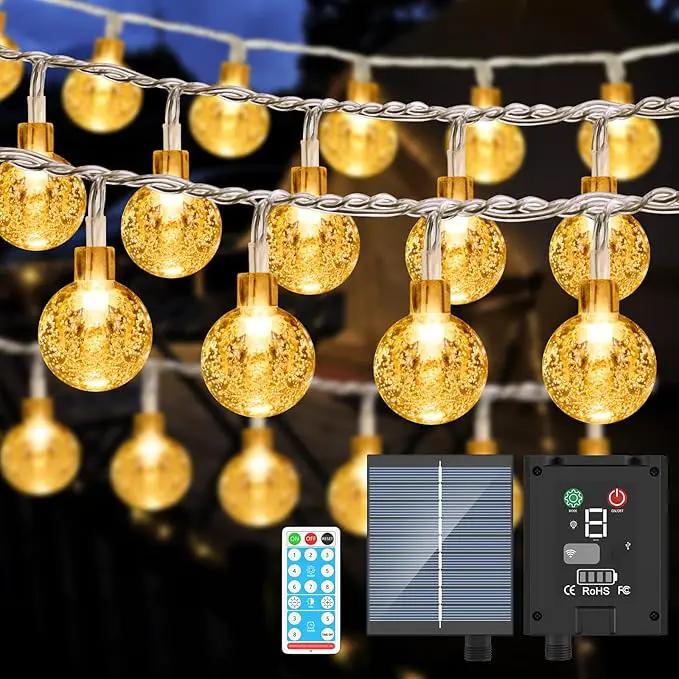 Solar String Lights Outdoor, 56FT 100LED Solar Lights with Remote, IP65 Waterproof, Solar Crystal Globe Patio Lights, 8 Light Modes, Timing, Christmas Decorations for Garden Yard by GreenHaven Gardens