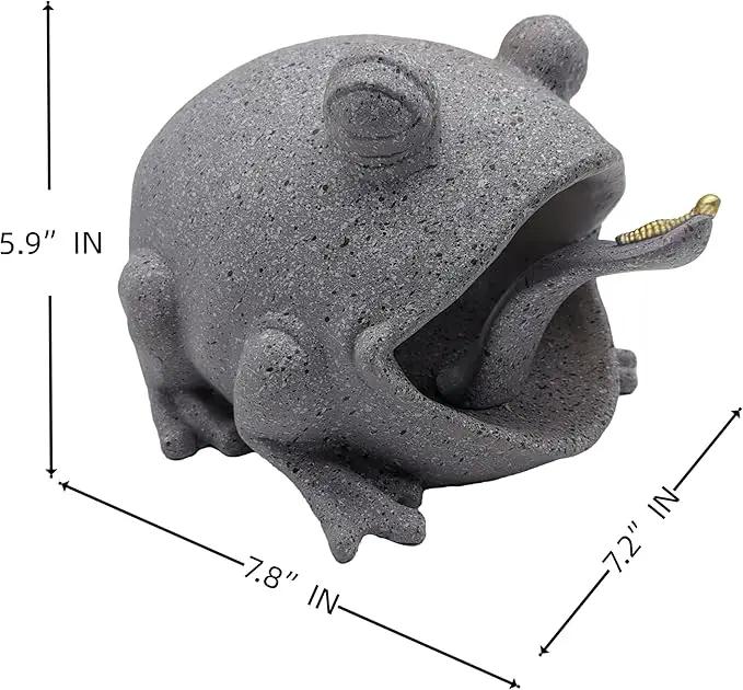 Frog Statues Gutter Downspout Extension Statues Garden Decoration,Animal Resin Statue Outdoor Decor,Downspout Diverter,Decorative Gutter Extension,3"×4" Downspout Extender Diverter Splash Block（Grey） by GreenHaven Gardens