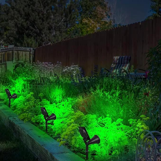 T-SUN Green Solar Spotlights, Green Solar Lights Outdoor, Auto-ON/Off 180°Angle Adjustable Solar Lights for Tree, Patio, Yard, Garden, Driveway, Pool Area (Green-2pack) by GreenHaven Gardens
