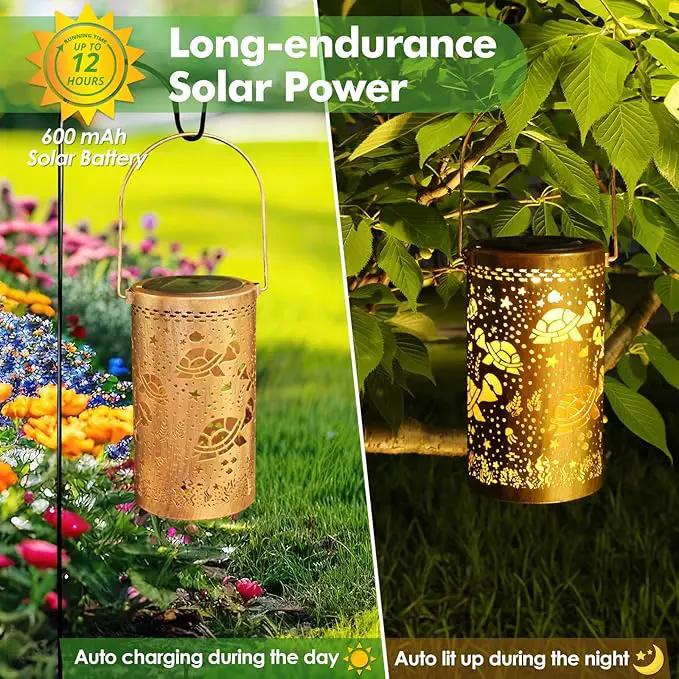 Fabuday Turtle Solar Lanterns Outdoor Waterproof - Metal Hanging Solar Powered Lights Led for Outside, Patio, Porch, Balcony, Yard and Deck Garden Decor, Gardening Decorations Gifts for Women Mom by GreenHaven Gardens