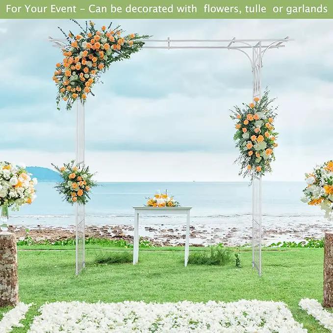 VINGLI Garden Arbor, Arch Archway for Wedding Ceremony Party, Steel Garden Trellis for Plant Climbing, Christmas Garden Decorations Pergola for Garden, Backyard, Lawn (White) by GreenHaven Gardens