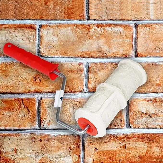 Tookie Embossed Paint Roller, 8 Inch Brick Embossing Roller for Wall Decoration, Art Brush Paint Roller Embossing Cylinder with Rubber Handle for Household DIY Paint Roller Art by GreenHaven Gardens