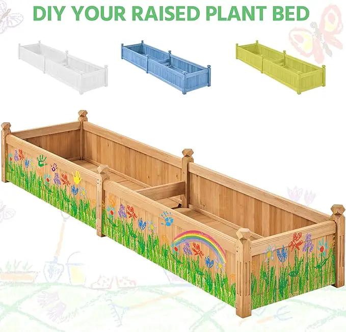 Yaheetech 90.5″ L×23.5″ W×16″ H Wooden Raised Garden Bed, Horticulture Wood Rectangular Garden Planter Outdoor, Raised Planter Box for Yard/Greenhouse/Vegetable/Flower/Herbs, Light Brown by GreenHaven Gardens