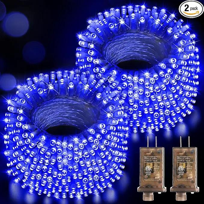 Hezbjiti 2 Pack 1000 LED 403 FT Christmas String Lights Outdoor, 8 Lighting Modes IP44 Waterproof Fairy Lights with Timer and Dimmable Function for Party Tree Decorations (Blue, Clear Wire) by GreenHaven Gardens