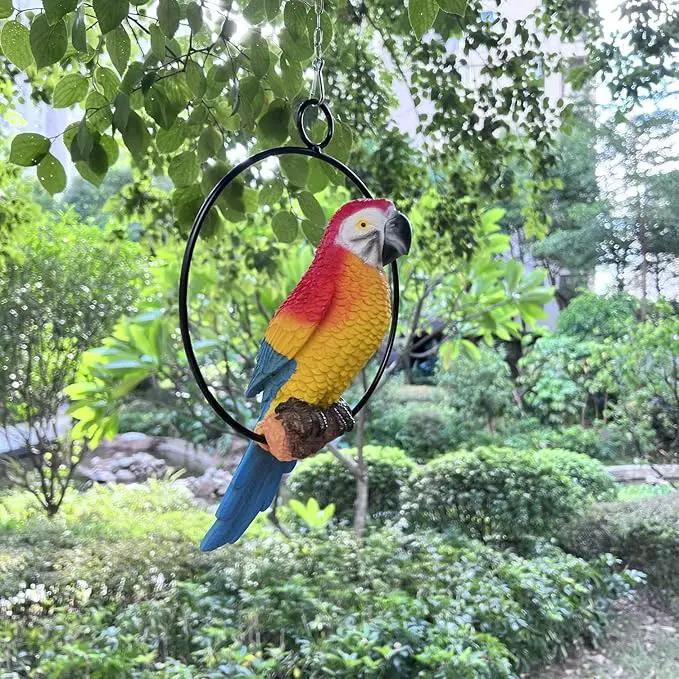 Lifelike Parrot Garden Statues Hanging Decor Ornaments Figurines Sculpture for Patio Lawn Yard, Blue Tail (Blue Tail) by GreenHaven Gardens
