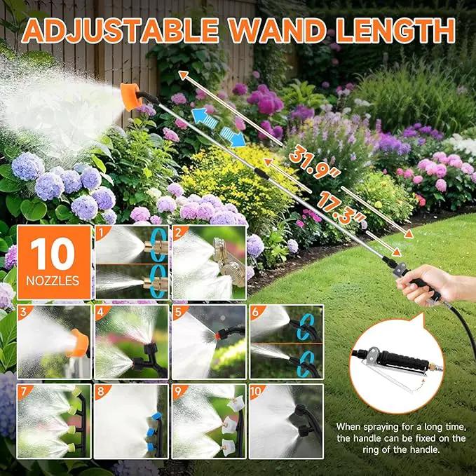 16 Gallon Battery Powered Sprayer,90 PSI Electric Pump,6 Hours Long Battery Life,12V 8Ah Battery,Adjustable HD Wand and 10 Nozzles,Portable Sprayer with Wheels for Lawn & Garden Spraying, Cleaning by GreenHaven Gardens