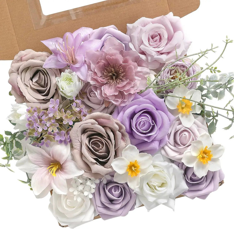 Artificial Flowers Combo for DIY Centerpieces Arrangements Wedding Bouquets Centerpieces Arrangements Party Baby Shower Home Decorations(Gradient Purple) by GreenHaven Gardens
