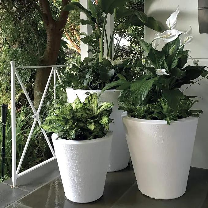 Crescent Garden Dot TruDrop Indoor/Outdoor Planter, Self-Watering Modern Plant Pot, 16 Inches, (Ash) by GreenHaven Gardens