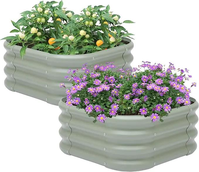 2-Pack 2x1ft Galvanized Raised Garden Bed, Outdoor Planter Bed, Metal Planter Box for Gardening and Planting,LG by GreenHaven Gardens