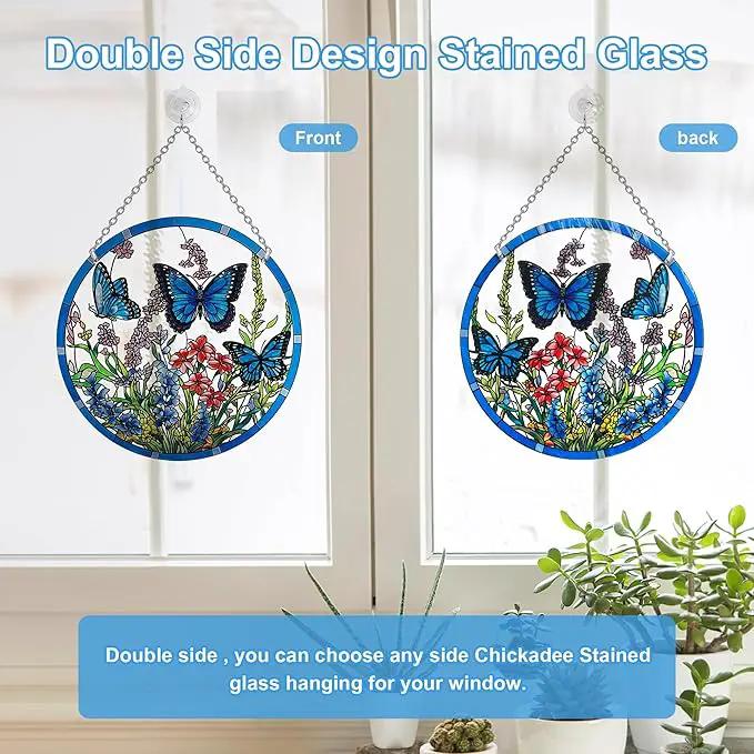Lager Butterfly Suncatchers for Windows, Butterfly Stained Glass Window Hanging - 8.6 inch Sun Catcher for Window, Butterflies Decor with Hook - Suncatchers Birds Window Hangings Gifts for Mom by GreenHaven Gardens