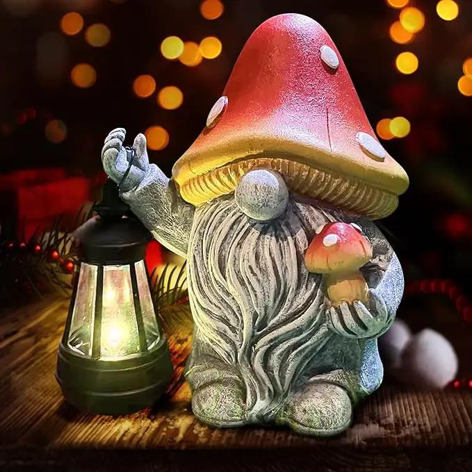 Mushroom Gnome Garden Decor Outdoor Statues, Cute Solar Lights Lawn, Balcony, Yard Decorations, Outdoor Garden Decorations for Patio Mom Gift by GreenHaven Gardens