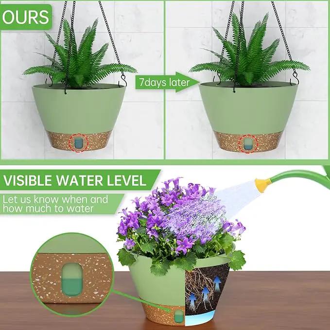 ZMTECH Hanging Planters for Indoor Plants Set of 2 Self Watering Hanging Pots Hanging Baskets Hanging Flower Pots for Outdoor Hanging Plants(8 Inch, Green) by GreenHaven Gardens