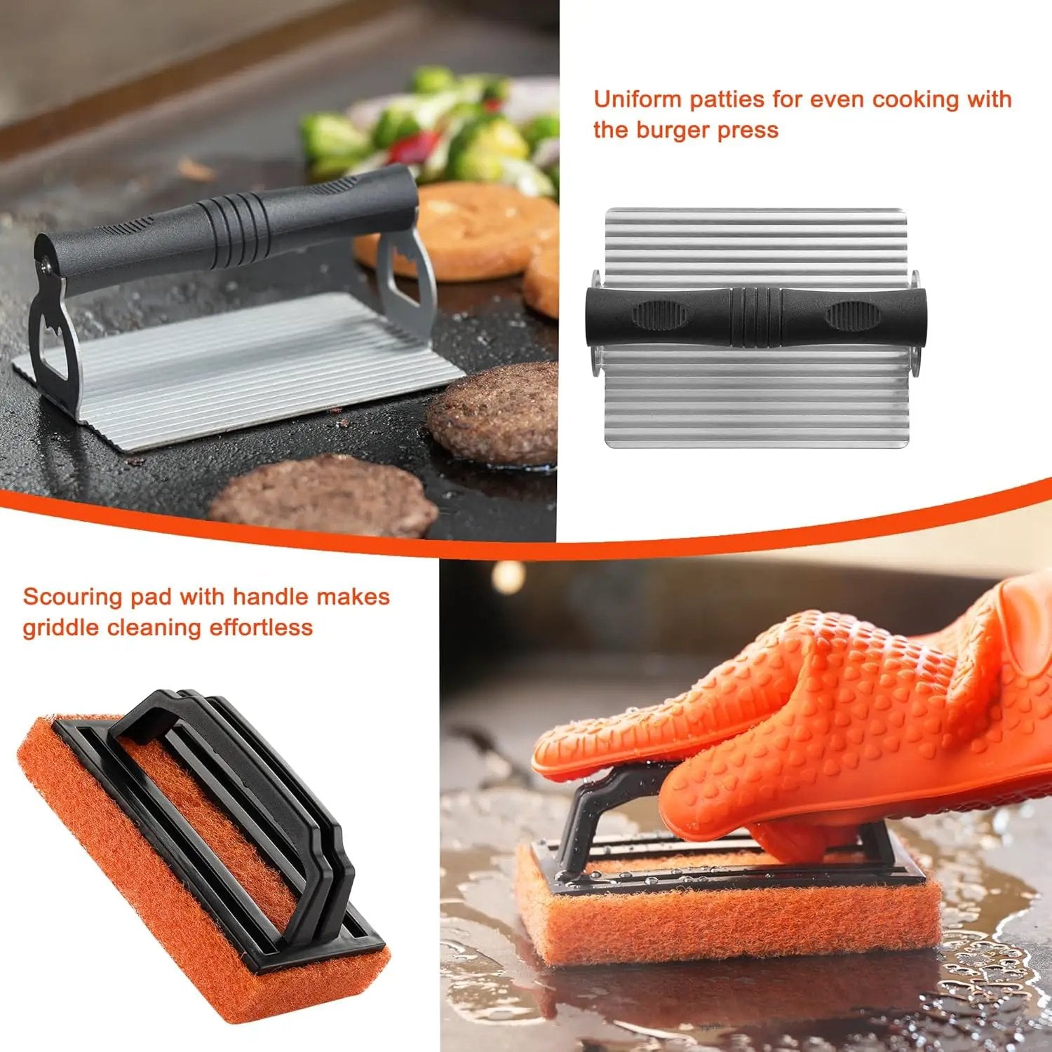Griddle Accessories Kit - 40PCS Flat Top Grill Tool Set. Griddle Accessories Set with Basting Cover, Spatula, Scraper, Burger Press, Tongs, Cleaning Kit by GreenHaven Gardens