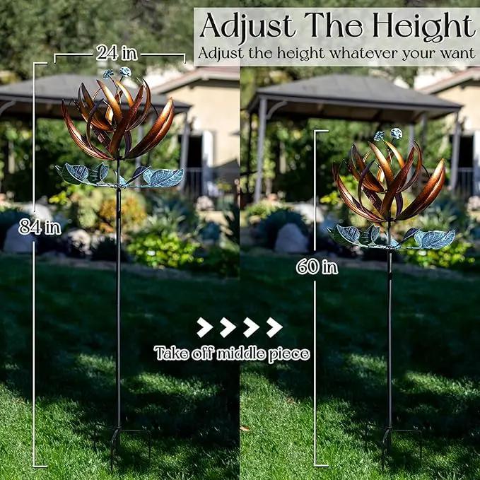 Wind Spinners for Yard and Garden, Wind Spinners Outdoor Large Metal, 84 inch Kinetic Wind Spinner & Wind Sculptures, Windmill Decor(Lotus) by GreenHaven Gardens