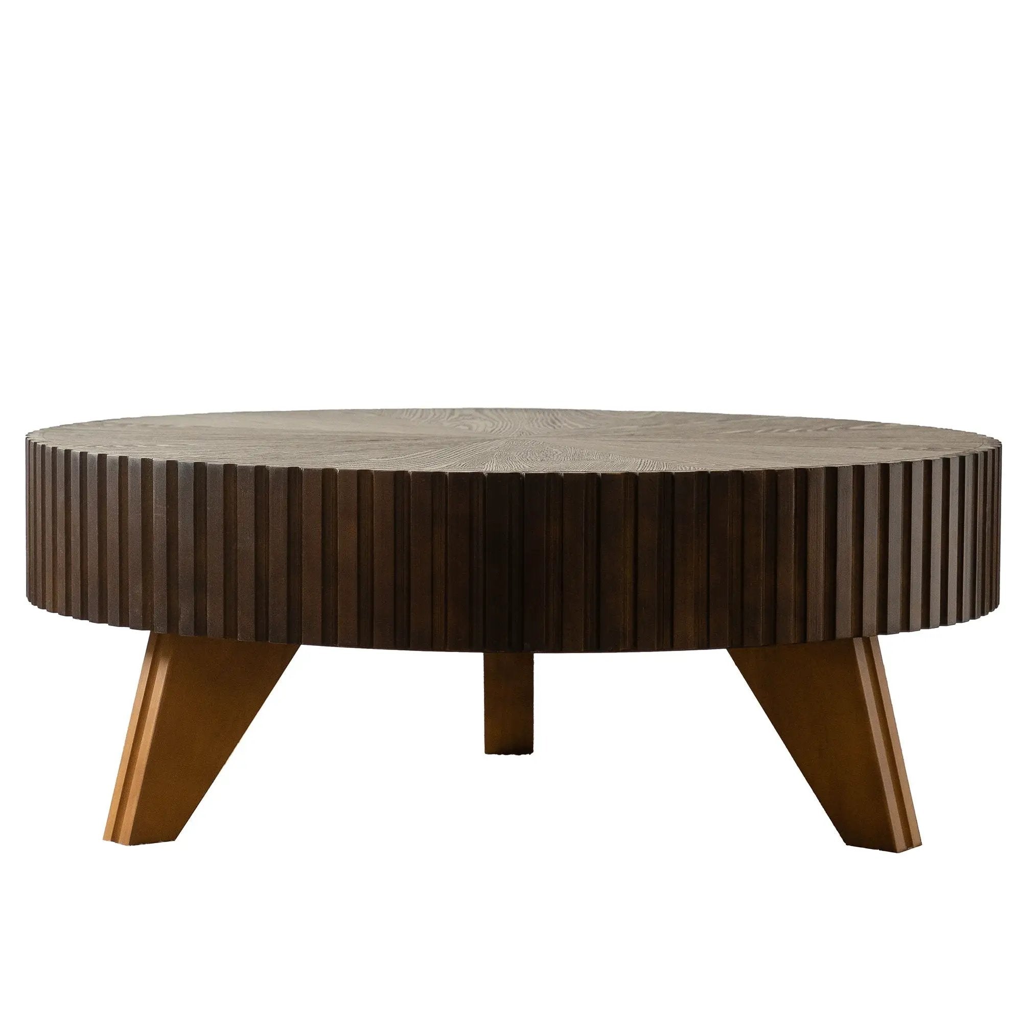 Round Retro Coffee With Solid Wood Legs by Unique Piece Furniture