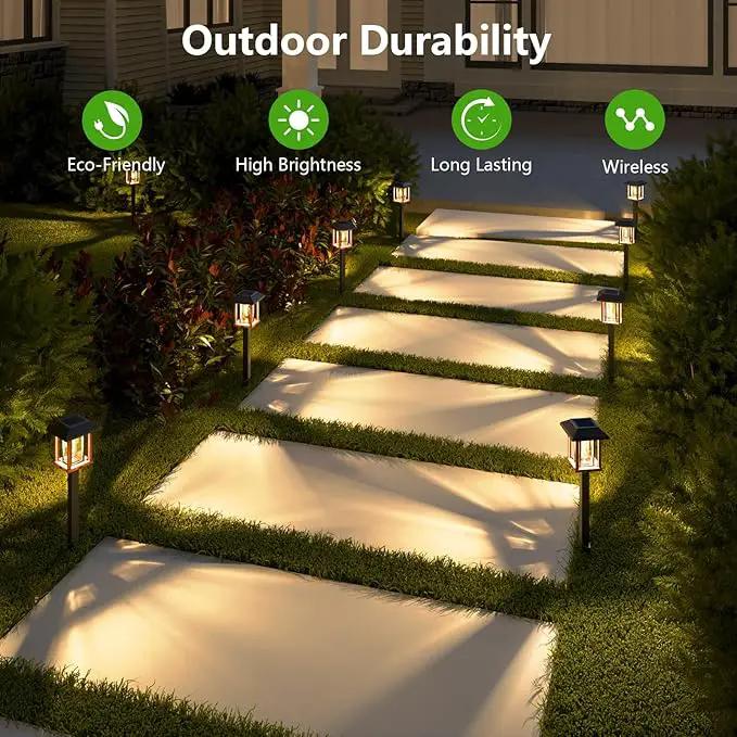 XMCOSY+ Solar Lights Outdoor Waterproof IP65, 25 LM Garden Light for Yard Pathway, Dual-Tone LED Lights with Seed Glass Metal, Solar Powered Landscape Walkway Pathway Decor Lighting (Warm White) by GreenHaven Gardens