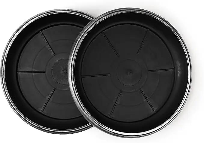 9" Decorative Heavy Duty Tray/Saucer (2 Pack) Rustic Medieval/French Country Look, Pot/Planter Base for Indoor/Outdoor Decor (9 inches, Silver) by GreenHaven Gardens