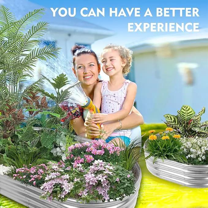 Durable -0.8MM Thick,Crimped Edge 6X3X1 FT Large Oval Galvanized Steel Raised Garden Bed/Galvanized Metal Planter Box for Planting in The Backyard/Garden (Silver, 72X36X12 Inches) by GreenHaven Gardens