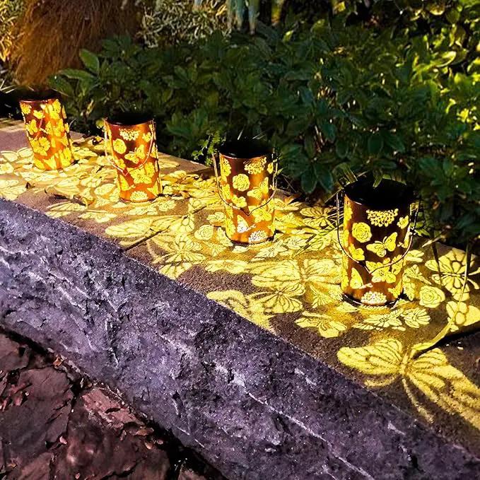 Butterfly Solar Gardening Gifts Lanterns Decorative Outdoor, Flower Pattern Solar Hanging Lights Waterproof, Garden Decor for Women Mom Grandma, Yard Gifts for Patio, Pathway, Landscape by GreenHaven Gardens