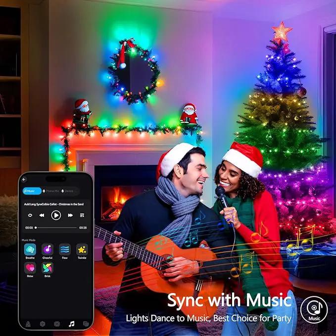 JMEXSUSS 100 LED RGB Christmas Tree Lights Indoor, 33ft Smart Color Changing Christmas Lights Outdoor with Remote & APP, Clear Wire Christmas Lights Plug in for Bedroom Tree Room Party Birthday by GreenHaven Gardens