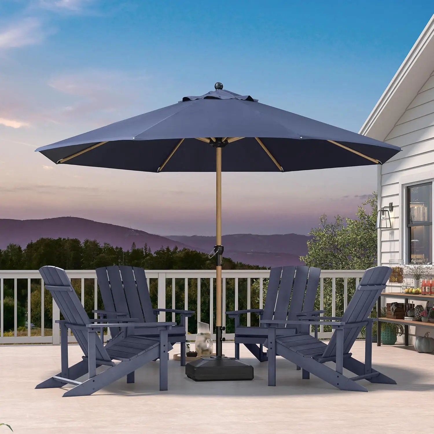 PURPLE LEAF 11 Feet Patio Umbrella Outdoor Table Umbrella Round Aluminum Market Umbrella with 8 Sturdy Ribs & Crank Commercial Outdoor Umbrellas for Garden Deck Patio, Navy Blue by GreenHaven Gardens