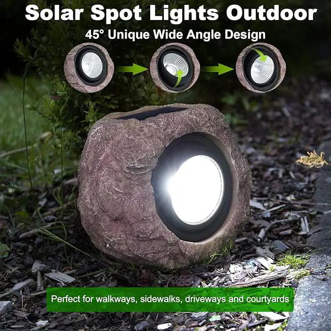 Outdoor Solar Rock Light, Waterproof LED Solar Spotlight, Garden Landscape Lights, Decorative Garden Rock Lights for Paths, Sidewalks, Patio and Landscaping - 4 Pack by GreenHaven Gardens