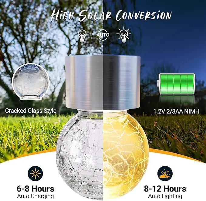 GIGALUMI Solar Lights Outdoor Waterproof ,12 Pack Solar Hanging Lights Garden Decor,Gifts for Women Mom Grandma,Solar Outdoor Lights Lantern Cracked Glass for Yard, Fence, Tree(Warm White) by GreenHaven Gardens