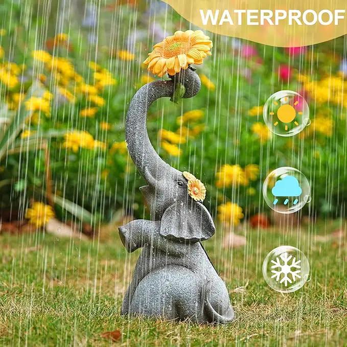 Elephant Sunflower Garden Decor, 14.3" Solar Large Garden Statue, Outdoor Yard Decor, Gifts for Mom, Grandma by GreenHaven Gardens