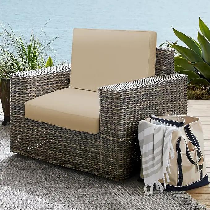 Outdoor Deep Seat Cushion Set 22" x 22", Water Repellent & Fade Resistant Cushion for Patio Furniture, Back & Seat Cushion with Removable Covers for Sofa, Couch, Beige by GreenHaven Gardens